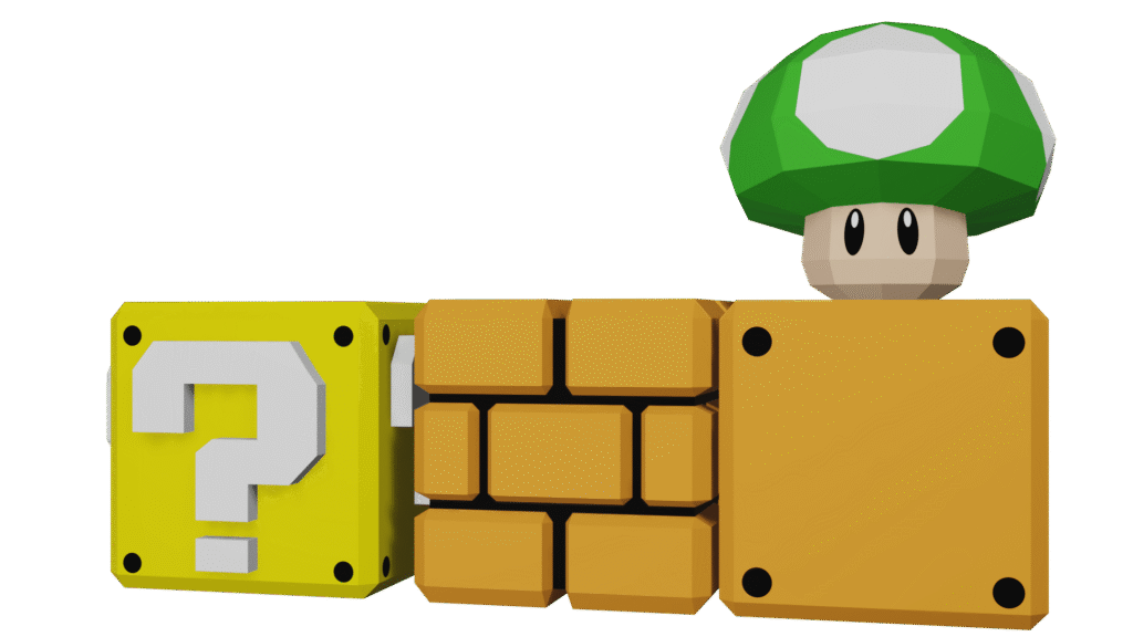 Blocs rétro gaming de Mario en papercraft 3D