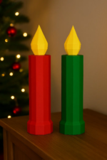 Bougie de Noël rouge et verte en Papercraft 3D