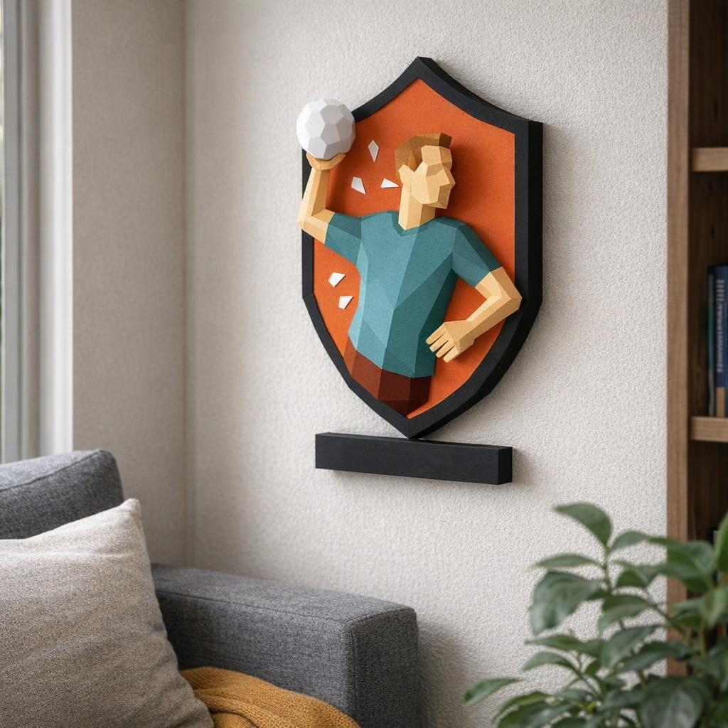 Cadre de handball mural en papercraft 3D