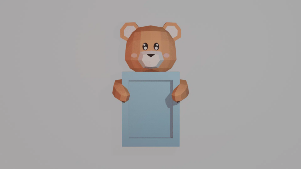 Cadre photo d'un ourson en papercraft 3D