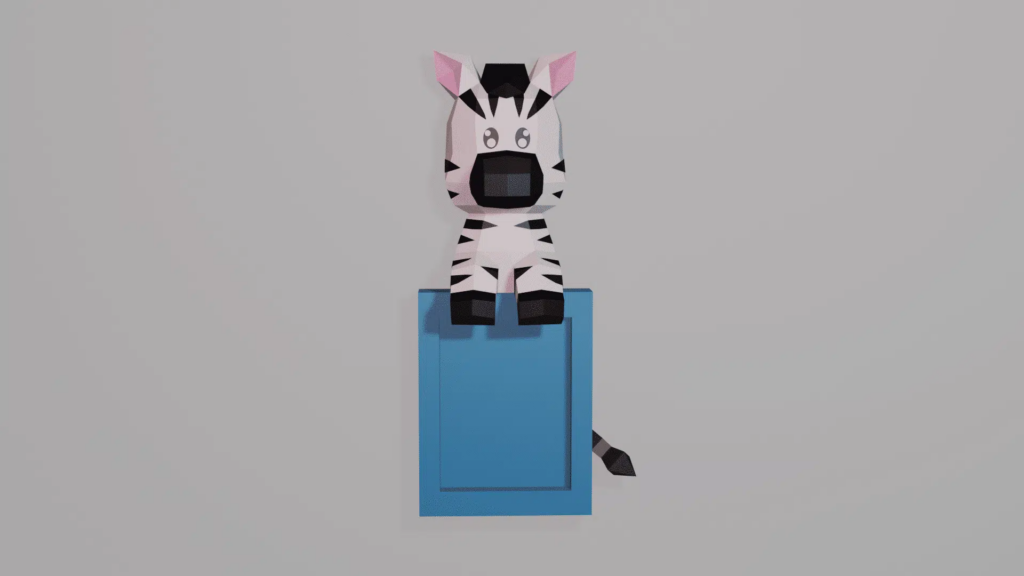 Cadre photo d'un zèbre en papercraft 3D
