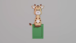 Cadre photo giraffe en papercraft 3D