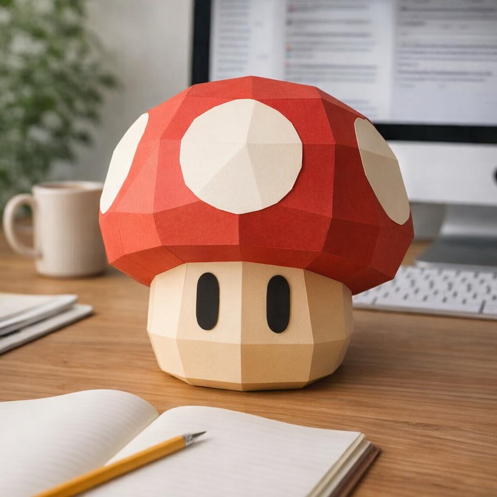 Champignon de Mario en papercraft 3D