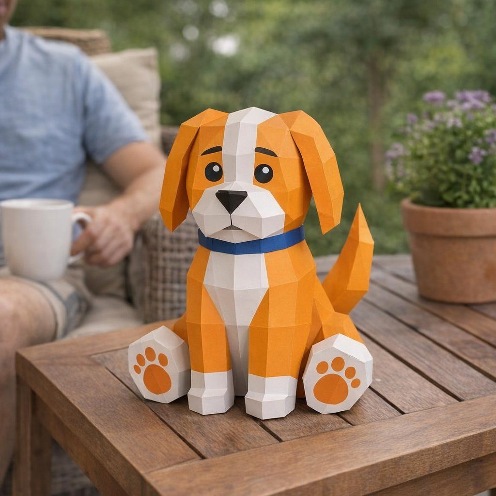 Chiot en papercraft 3D