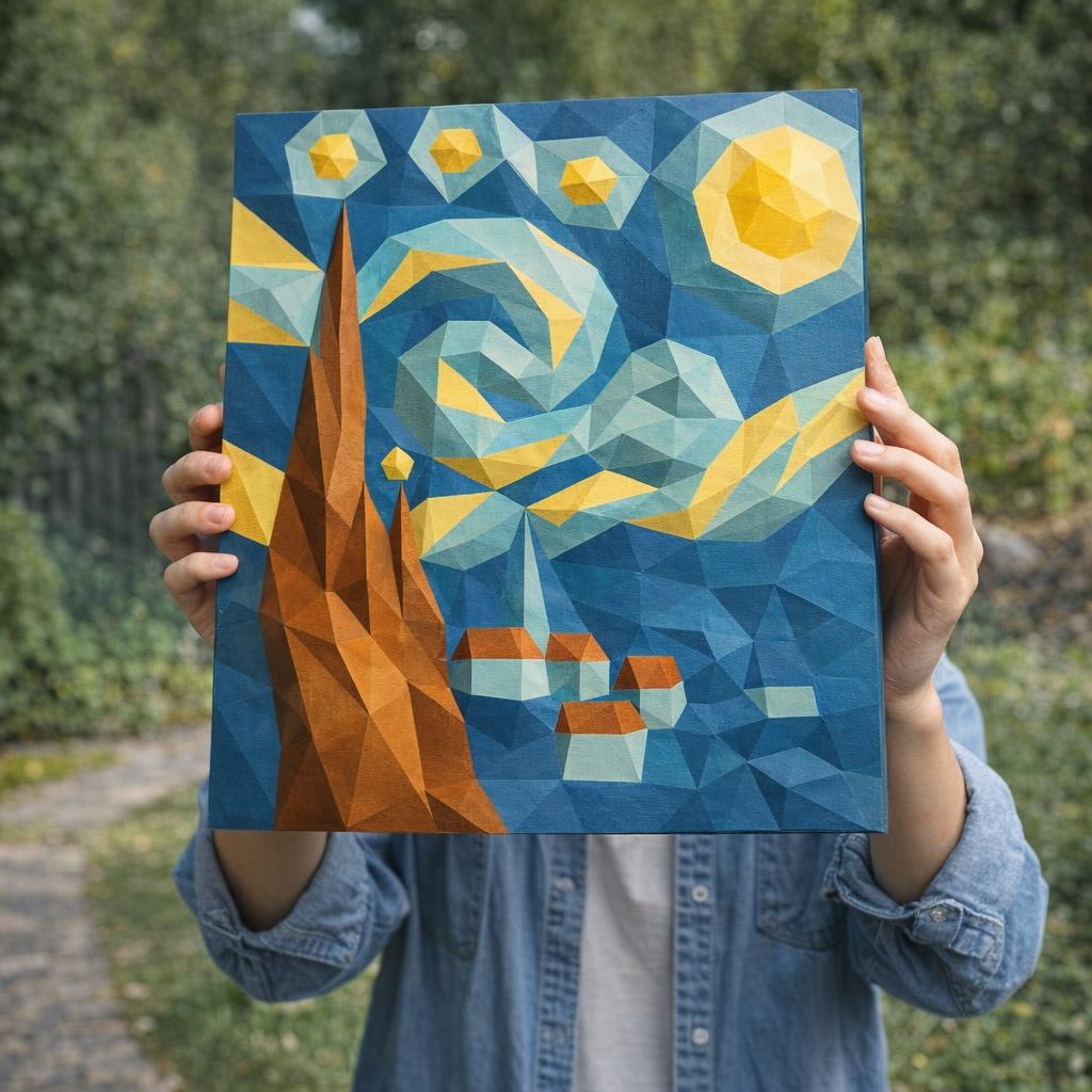 La Nuit étoilée – Tableau papercraft 3D inspiré de Van Gogh