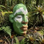 Masque africain vert papercraft 3D