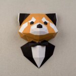Panda roux en costume papercraft 3D