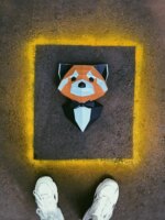 Panda roux en costume papercraft 3D