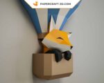 Papercraft bébé renard dans une mongolfière 3D