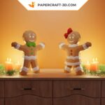 Papercraft bonhomme et femme en pain d'épice en 3D