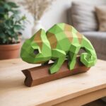 Papercraft caméléon sur branche en 3D