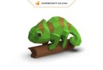 Papercraft caméléon sur branche en 3D