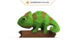 Papercraft caméléon sur branche en 3D