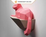 Papercraft chat sur un rocher en 3D