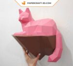Papercraft chat sur un rocher en 3D