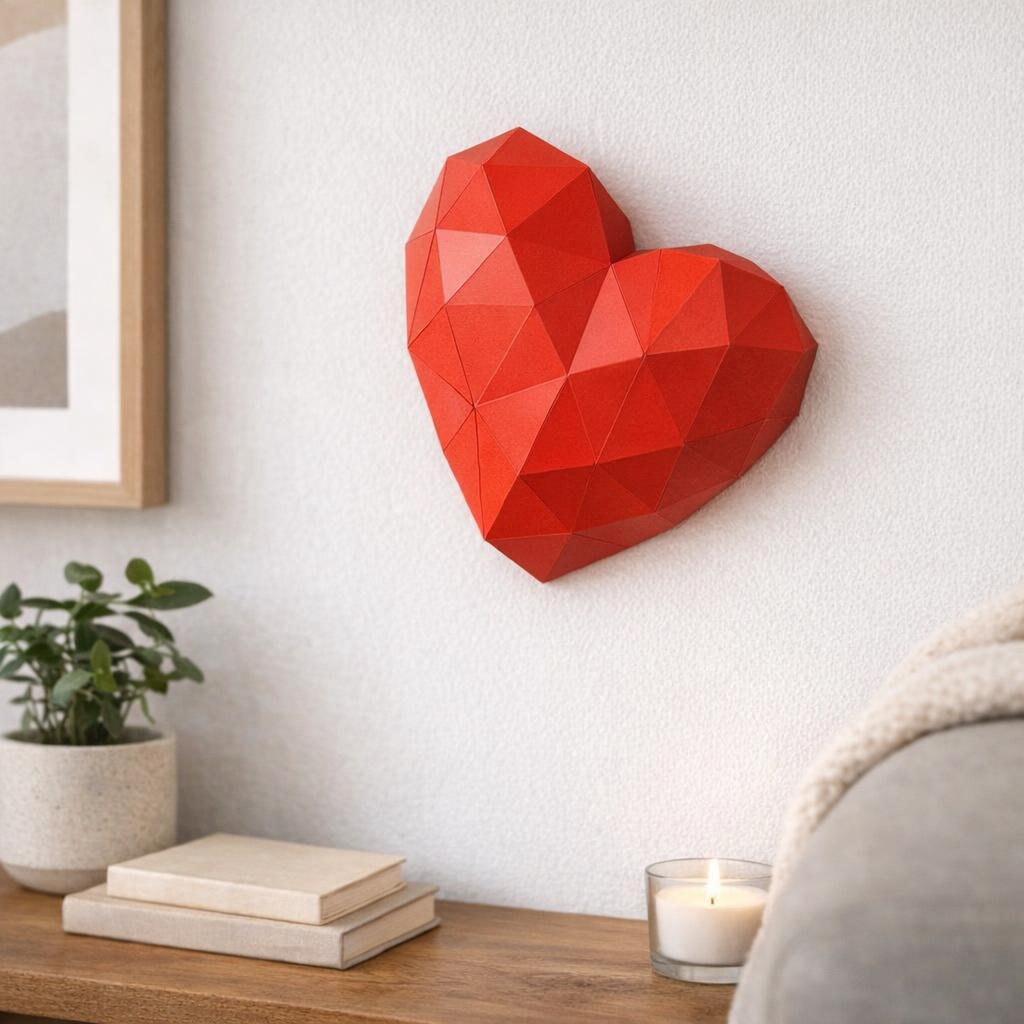 Papercraft de cœur rouge en 3D