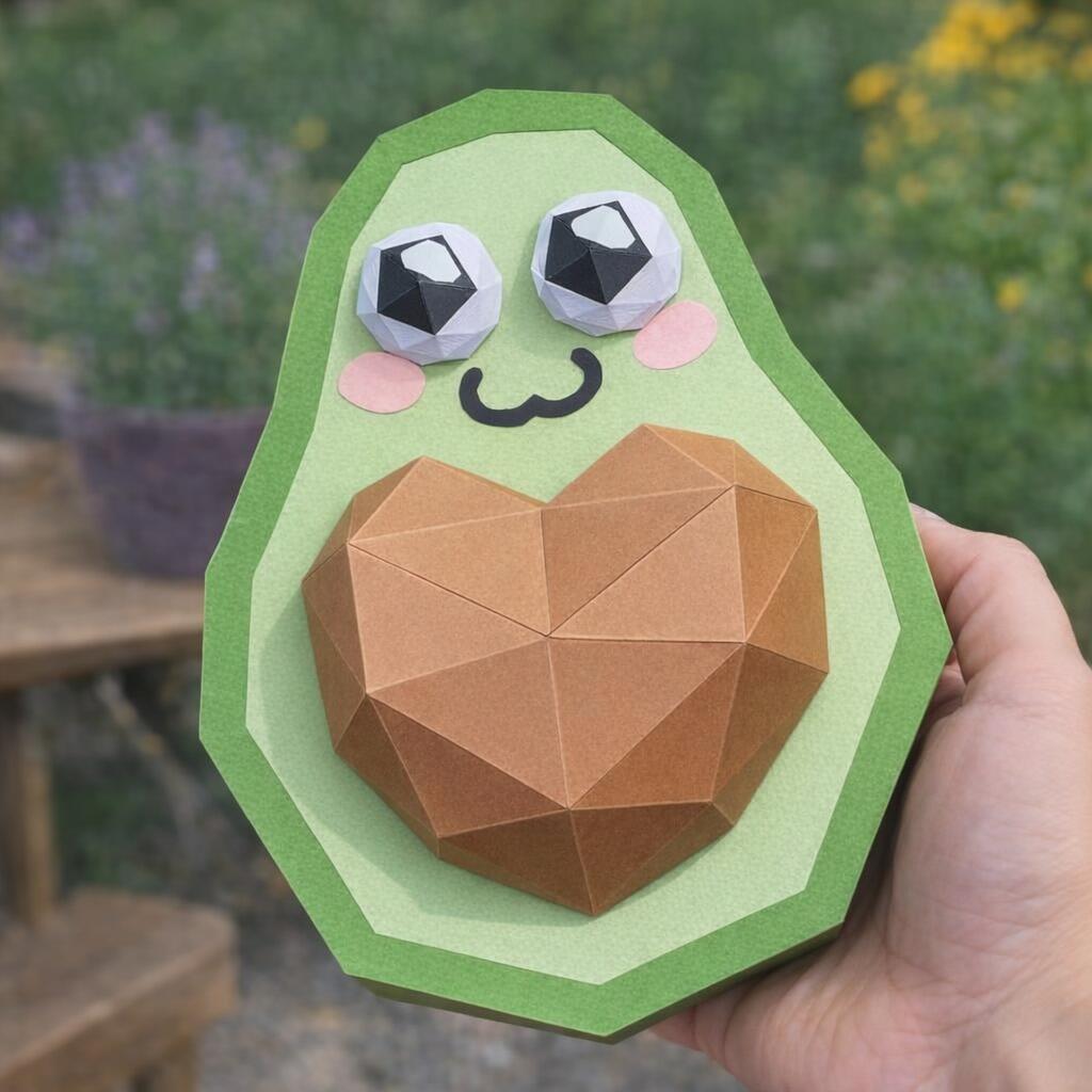 Papercraft d'avocat avec cœur en 3D
