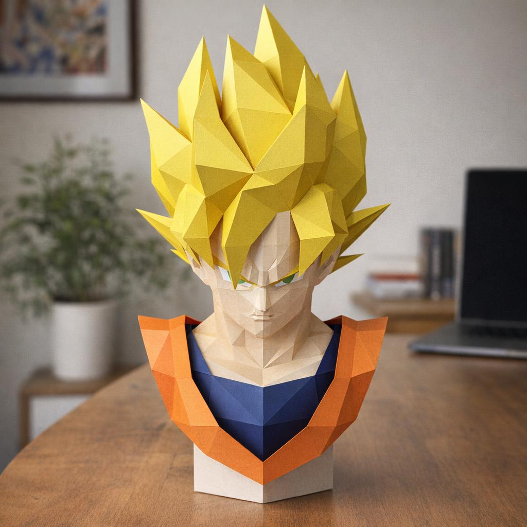 Papercraft de buste de Goku en 3D