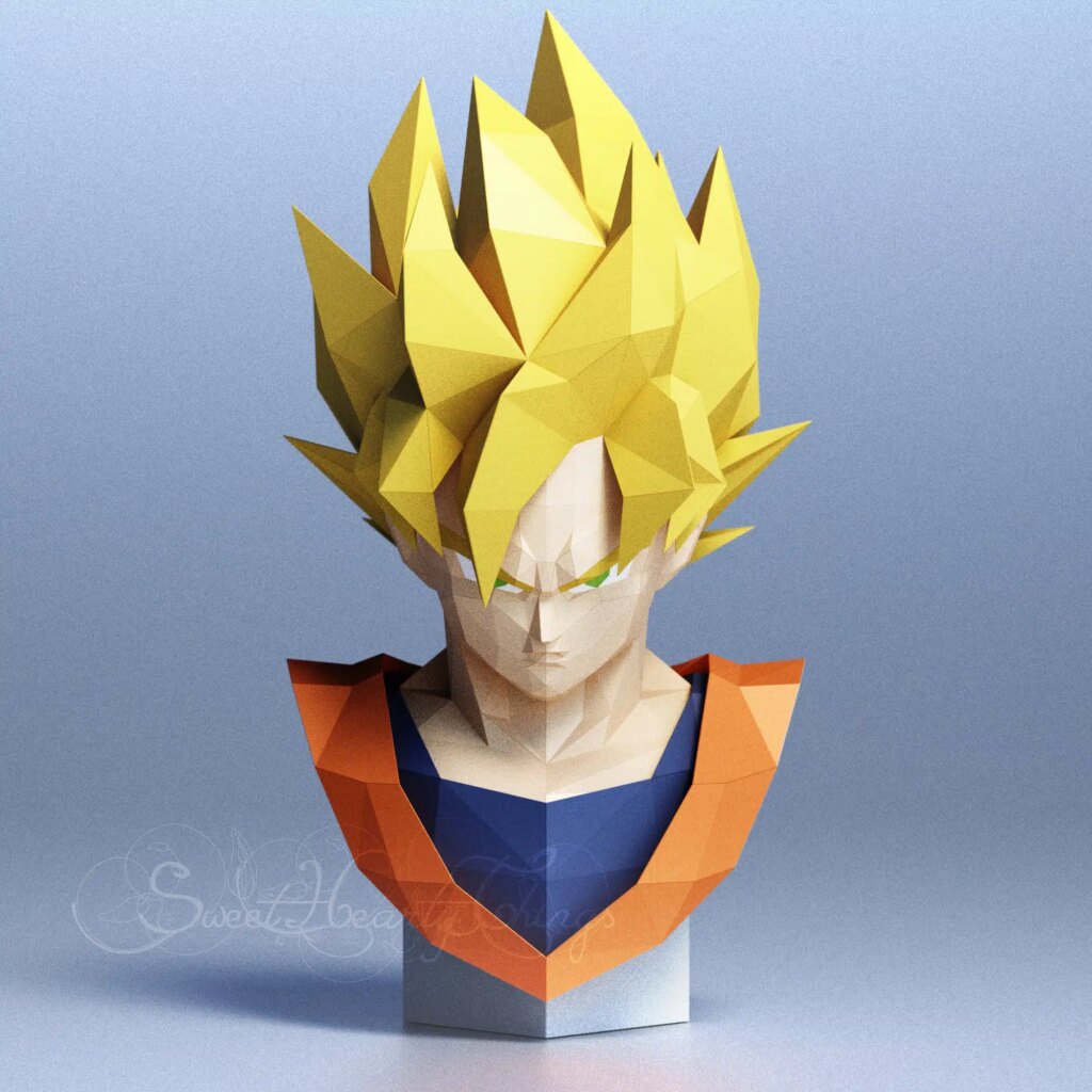 Papercraft de buste de Goku en 3D