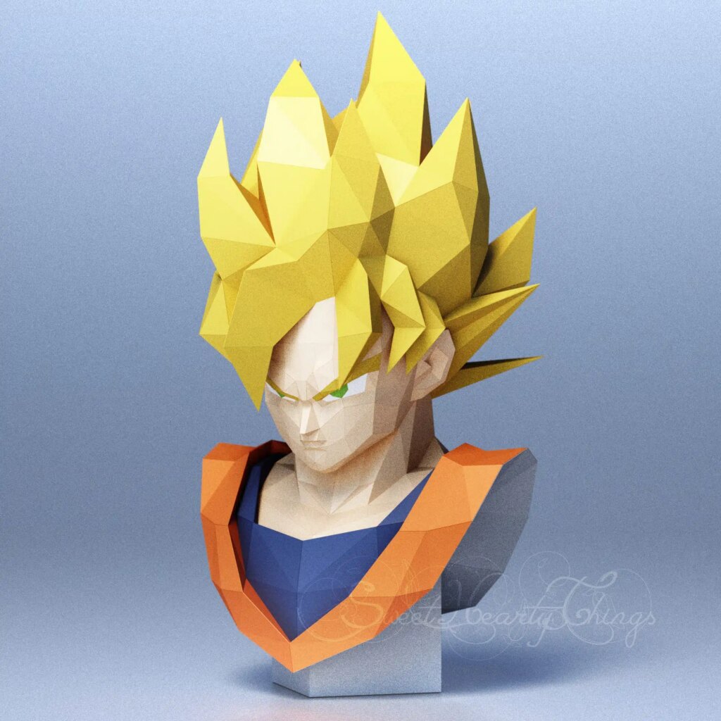 Papercraft de buste de Goku en 3D