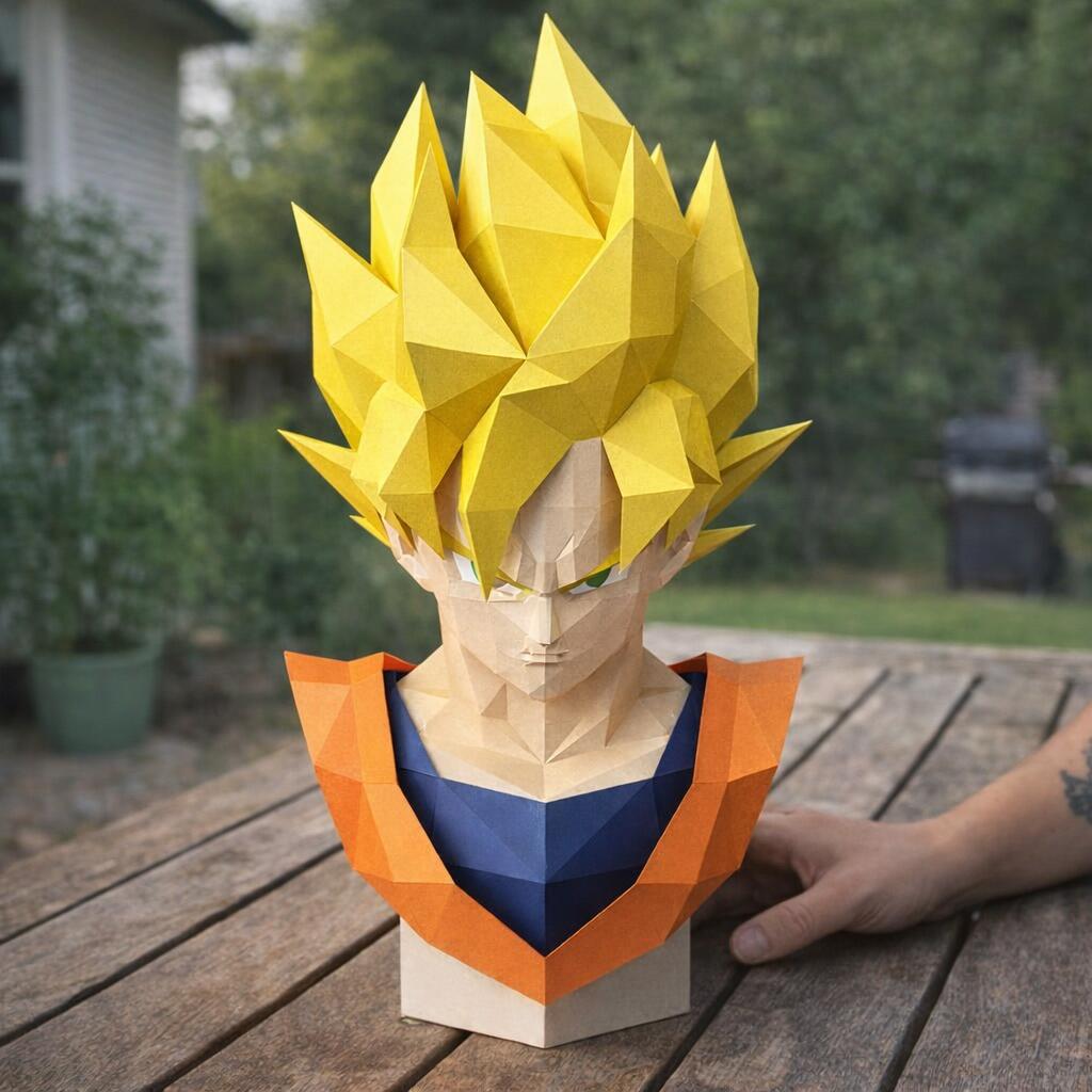 Papercraft de buste de Goku en 3D