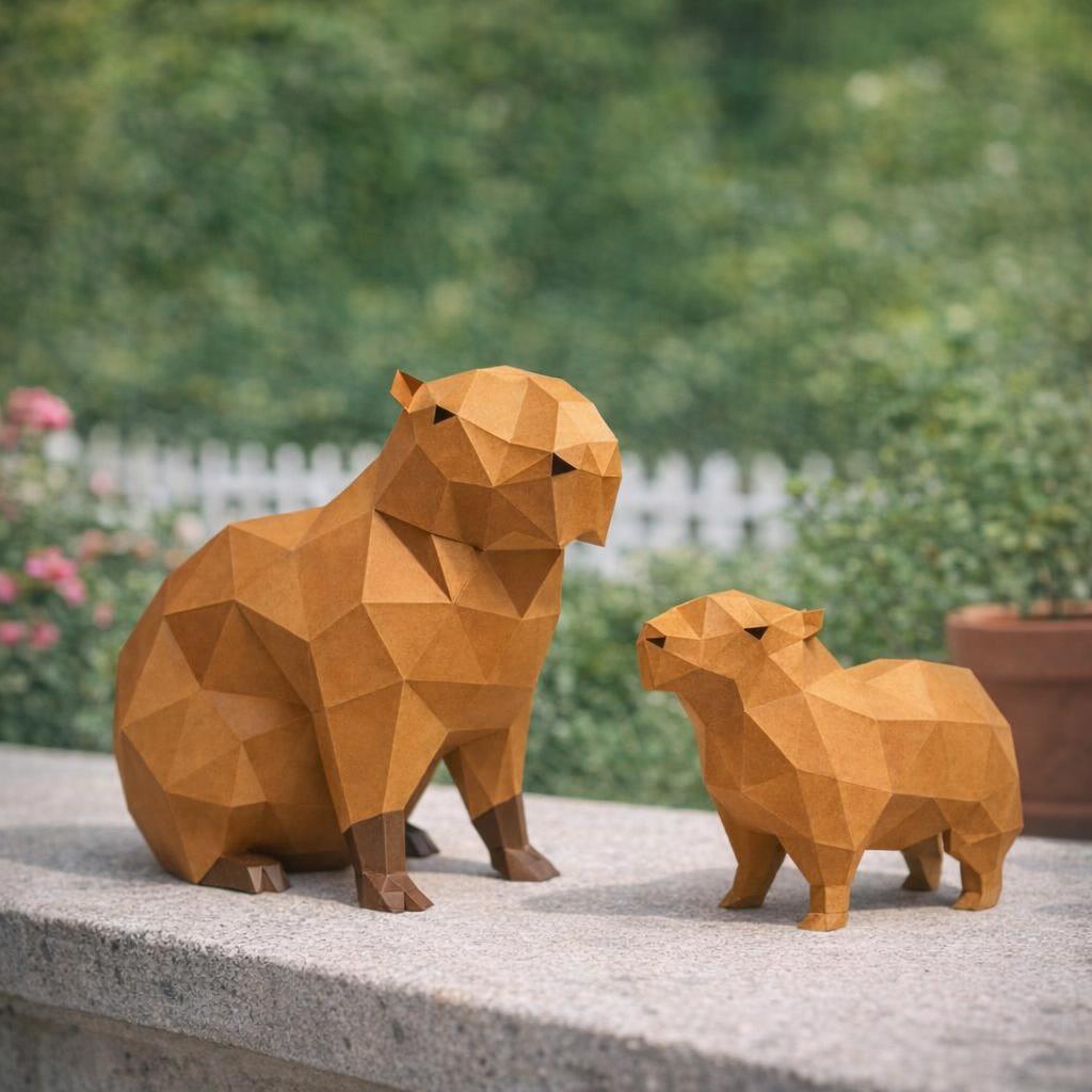 Papercraft de capybara en 3D