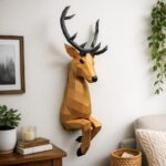 Papercraft de cerf sortant du mur en 3D