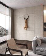 Papercraft de cerf sortant du mur en 3D