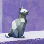 Papercraft de chat assis en 3D