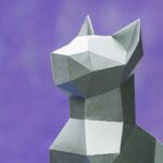 Papercraft de chat assis en 3D