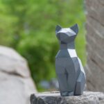 Papercraft de chat assis en 3D