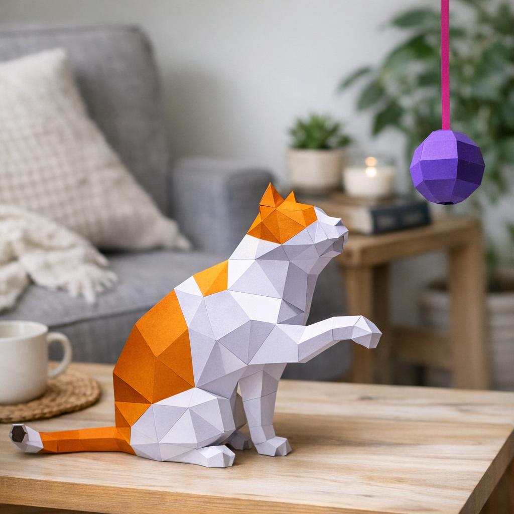 Papercraft de chat en 3D