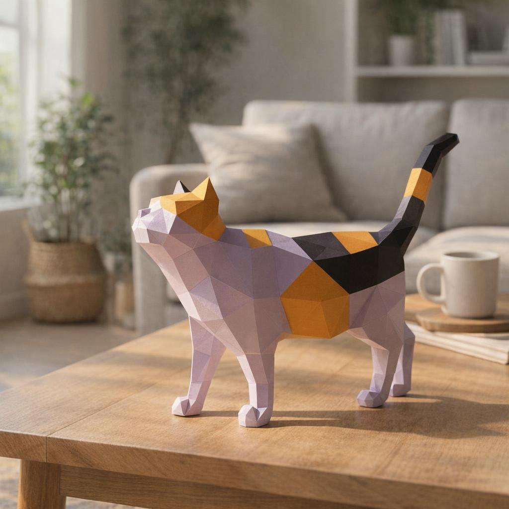 Papercraft de chat en 3D