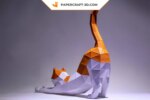 Papercraft de chat étirant en 3D