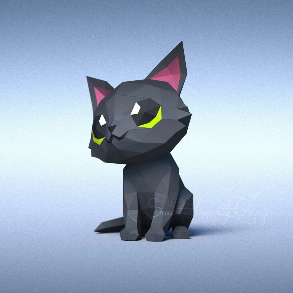 Papercraft de chat noir en 3D