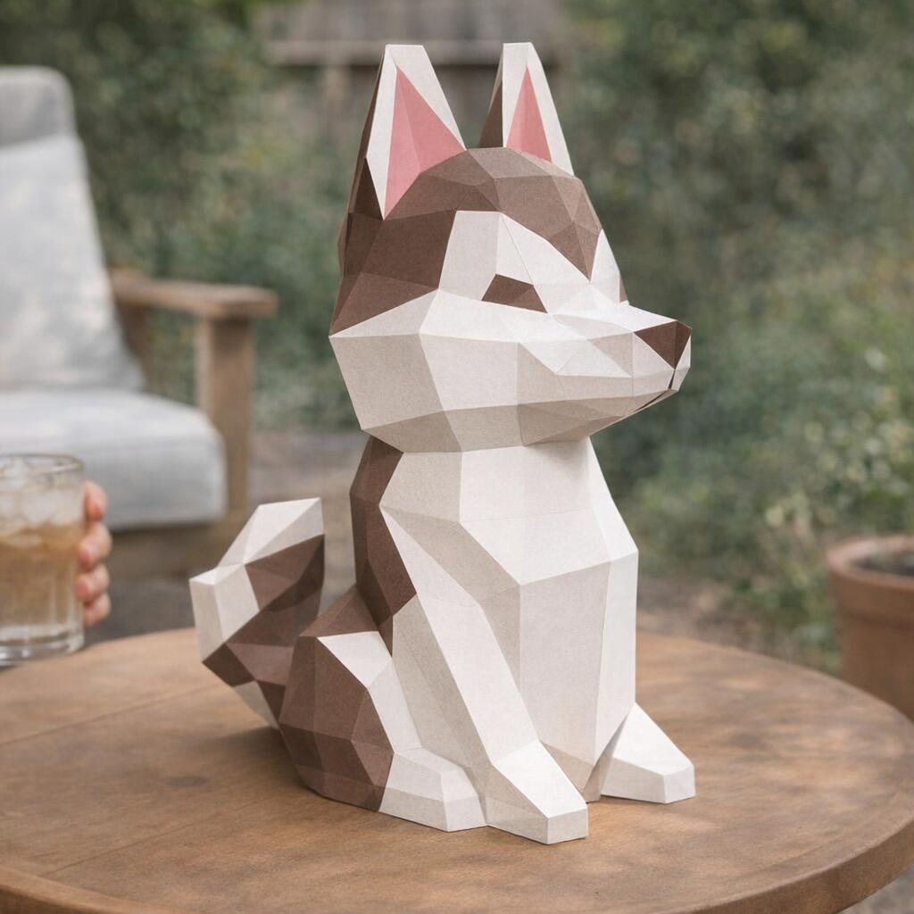 Papercraft de chiot husky en 3D