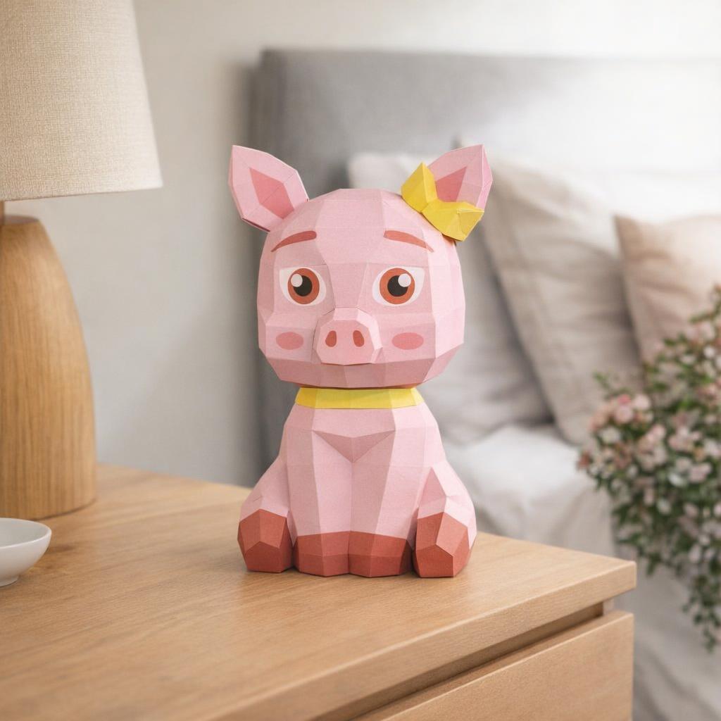 Papercraft de cochon avec nœud en 3D
