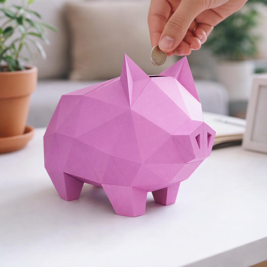 Papercraft de cochon pour tirelire en origami