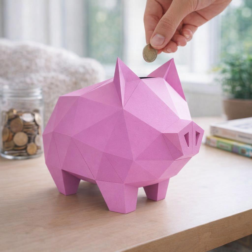 Papercraft de cochon pour tirelire en origami