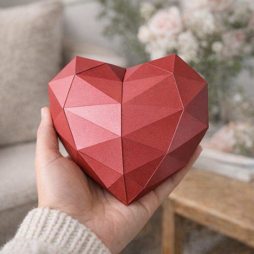 Papercraft de cœur rouge en 3D