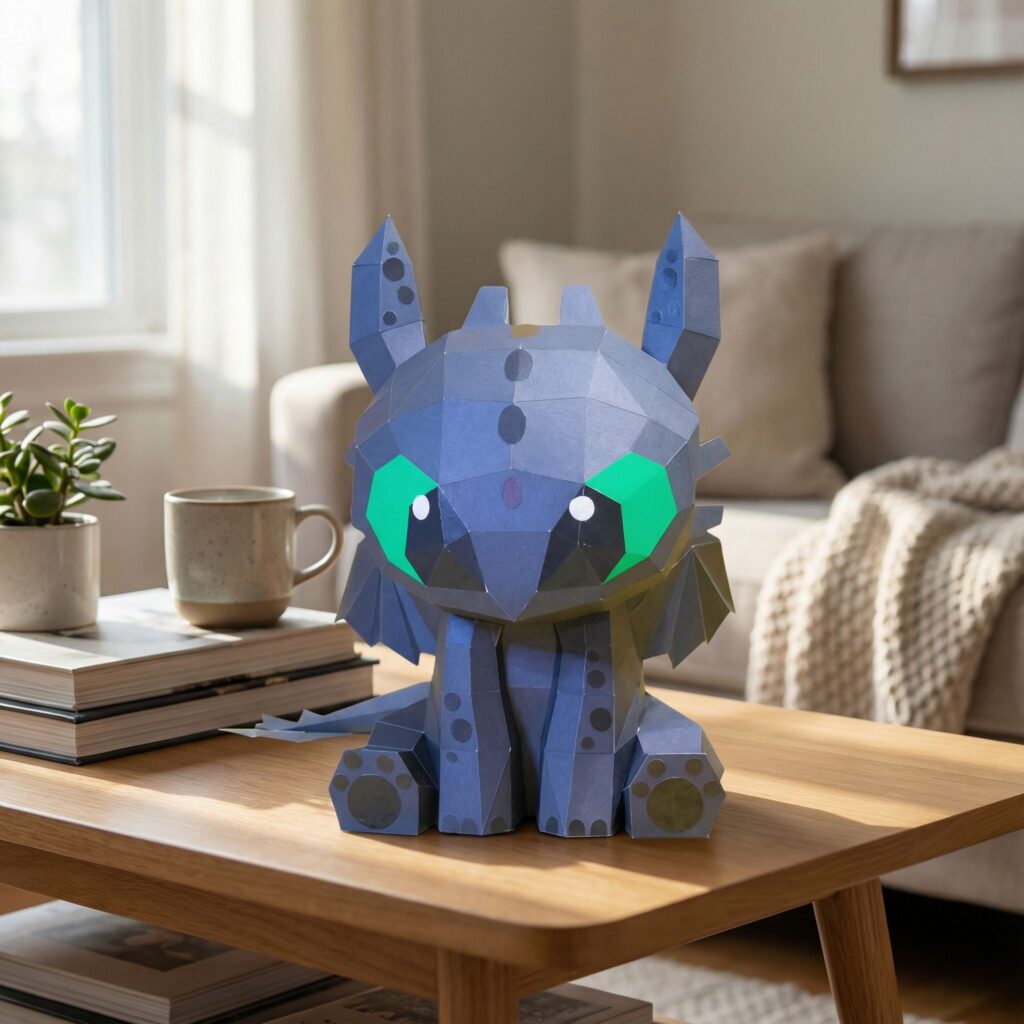 Papercraft de dragon Fury Nocturne en origami