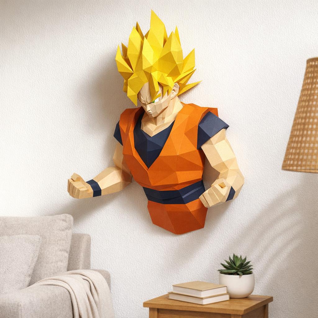 Papercraft de Goku sculpture murale en 3D