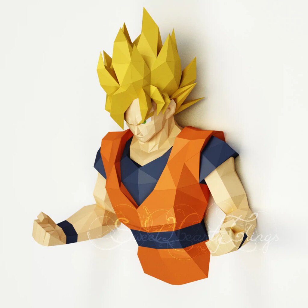 Papercraft de Goku sculpture murale en 3D
