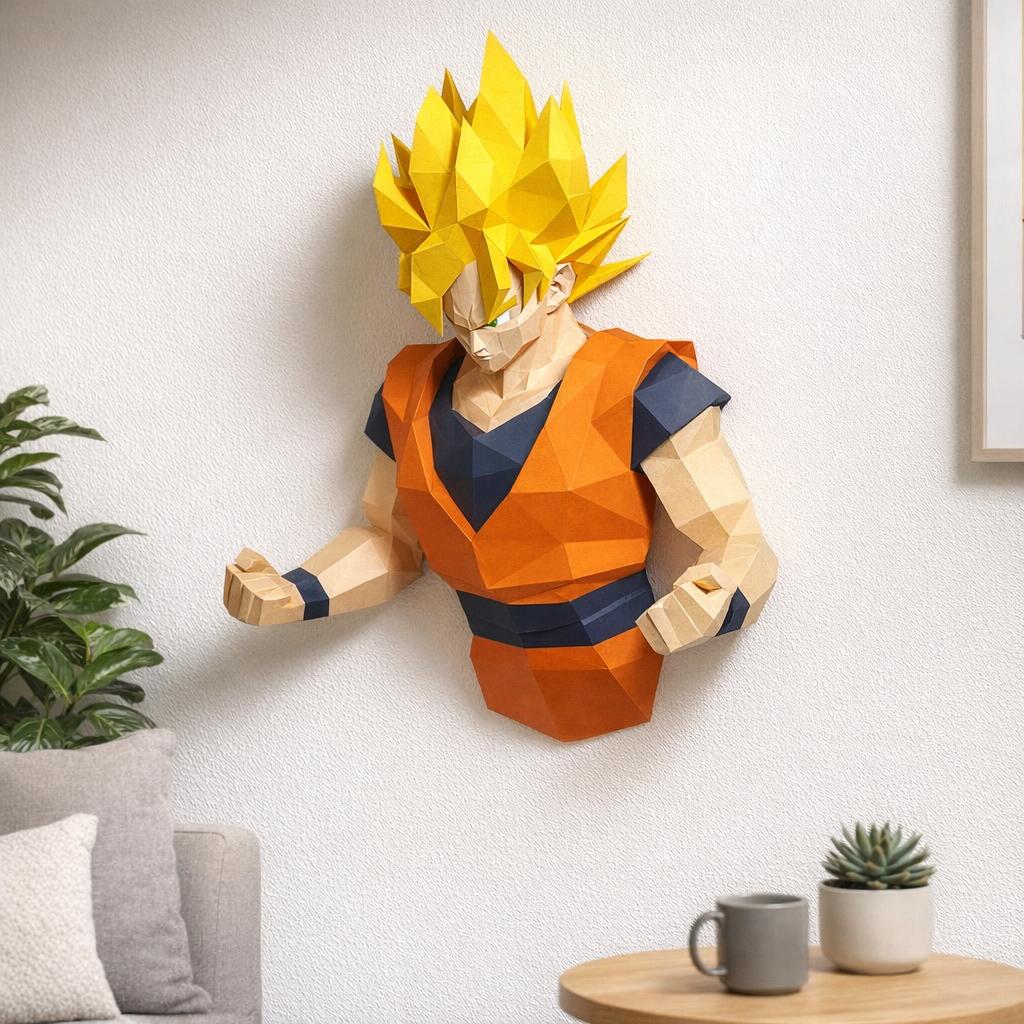 Papercraft de Goku sculpture murale en 3D