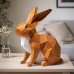 Papercraft de lapin assis en 3D