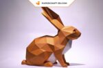 Papercraft de lapin assis en 3D