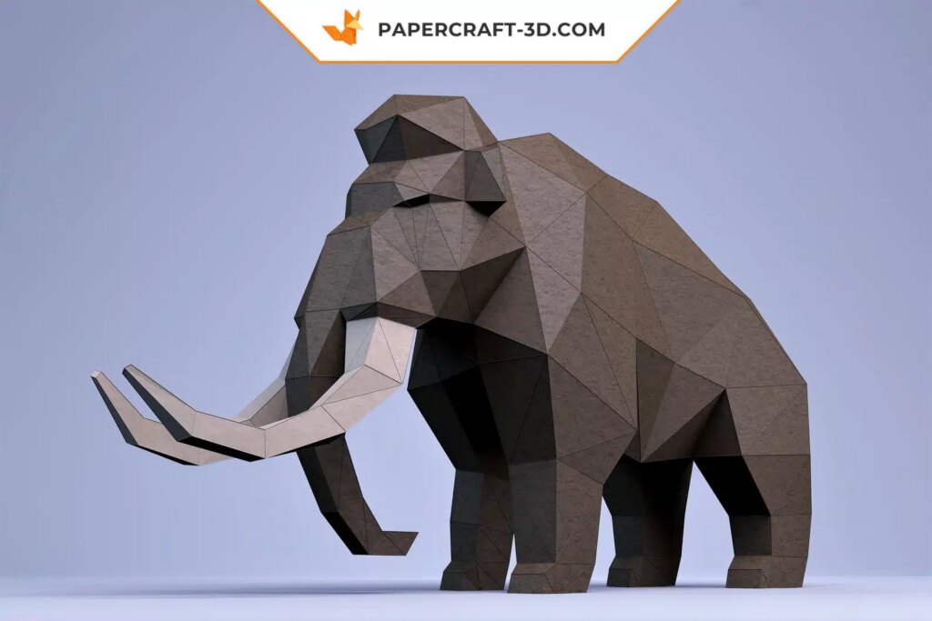 Papercraft de mammouth en origami