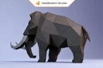 Papercraft de mammouth en origami