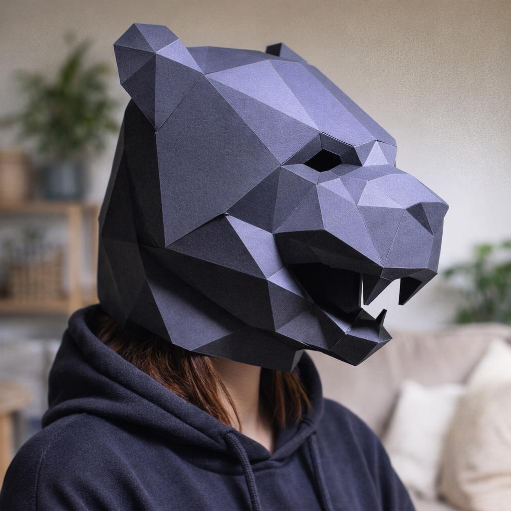 Papercraft de masque Panthère Noire en origami