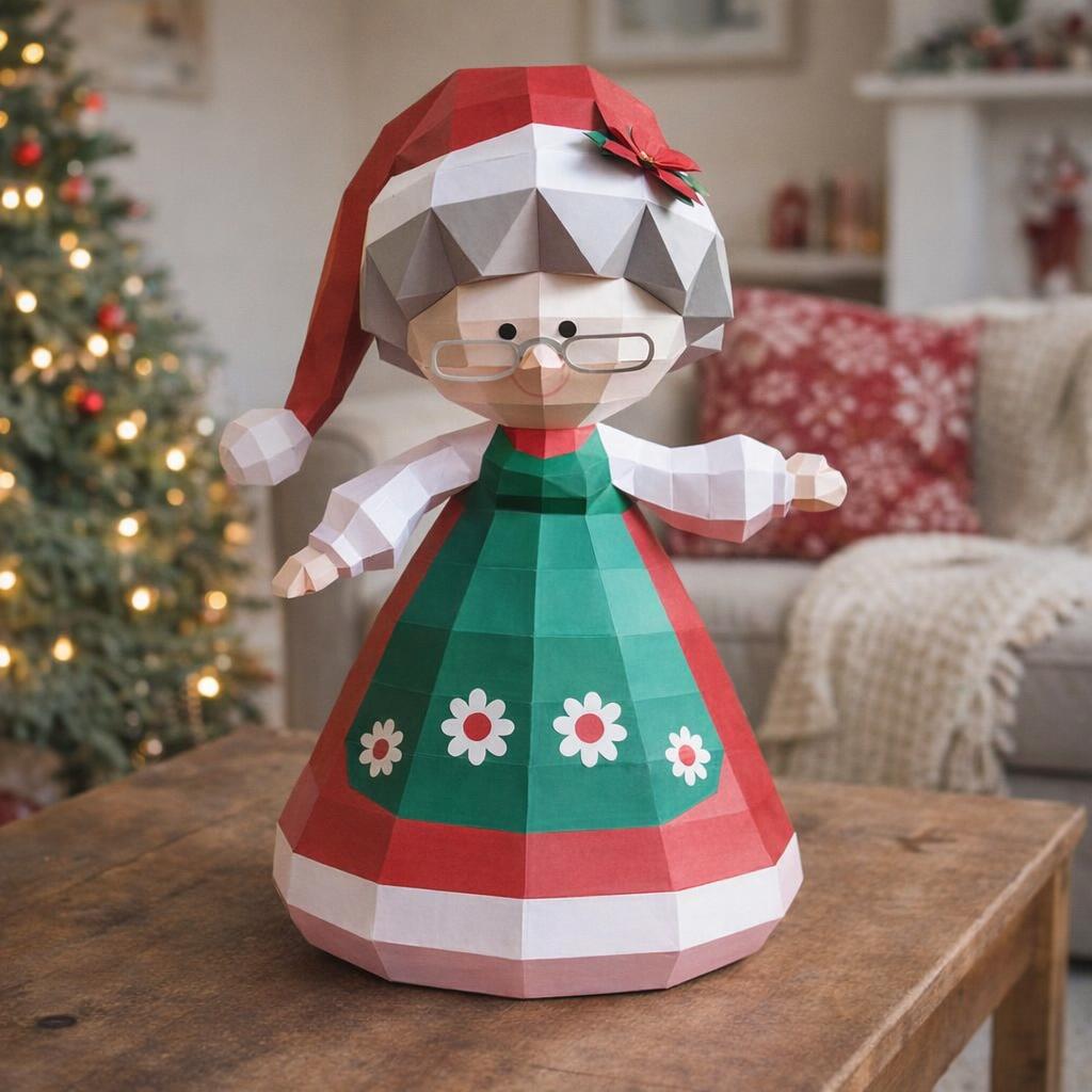 Papercraft de mère Noël en origami